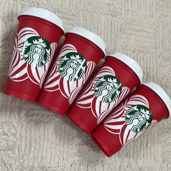 Bundle of 4 2024 Starbucks holiday reusable cups and lids, New condition - Picture 10 of 16
